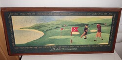 Golf témájú fa táblakép 55 cm X 23 cm