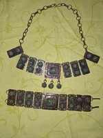 Vintage iparművészeti réz szett nyaklánc+karkötő