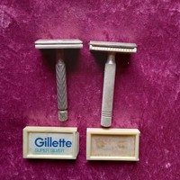 2 db borotva cserélhető pengés GILLETTE (angol kétélű biztonsági mechanikus) és pengék