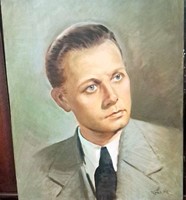 XX. sz Magyar festő (fried) Fiatal jogász 1940 Olaj farost. Mérete: 50x60 cm.