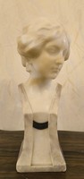 Antik Alabàstrom ( màrvàny) fiatal hölgy szobor jelzett R. Pauli 1855-1892