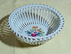 Porcelán fonott kosár APULUM kézi munka retro kosárka 16,5x6cm
