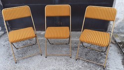 3 db Lafuma francia vintage szék okker mustar bársony csőváz  70' évek  összecsukható
