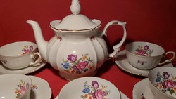Német porcelán teás kancsó , teás csésze,Roschütz antik
