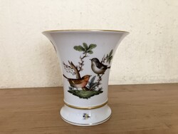 HERENDI porcelán váza, Rothschild mintás madaras dekorral, pecsétes jelzés, kézzel festett, HIBÁTLAN