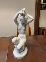 Herendi női fésülködő akt szobor 37 cm hibátlan