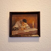 Eredeti Daday Gerő Rabbi portré /festmény fa keretben , hibátlan