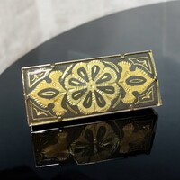 24 karát aranyozott Damascene bross, vintage damaszkén kitűző medál, Toledói spanyol ékszer pin