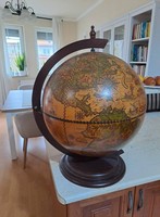 Nagyméretű forgó földgömb italtartó földgömb asztali minibár pohártartóval gyönyörű állapotban