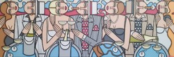 ART-DECO stílus- Guena - XXL-CHAMPAGNE ET BORSALINO - 120 cm x 40 cm