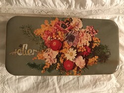 DOBOZ - FÉM - HELLER - RÉGI - CSOKIS - 22 x 12 x 5 cm  - GYŰJTEMÉNYBŐL - HIBÁTLAN