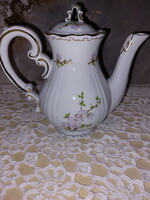 Zsolnay barackvirágos, lila porcelán kávé kiöntő arany, barokkos széllel