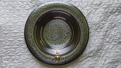 MODERN! Arannyal festett Verzolini hatalmas méretű kerámia tál jelzett eredeti 41 cm átmérő videóval