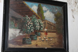 Antik szignált festmény 607