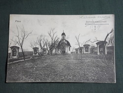 Képeslap,Pécs,Kálvária domb kápolna látkép,Karpf Berta papírkereskedő kiadás Pécs,1912-