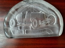 Homok fúvott üveg levélnehezék Miller 1915 Racing Car sport oldtimer mintával