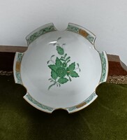 Herendi porcelán zöld Apponyi mintás talpas hamuzó - hamutartó tál