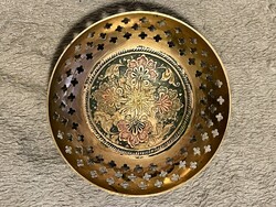 Indiai áttört réz tál / kínáló - 15 cm