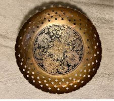 Indiai áttört réz tál / kínáló - 25 cm