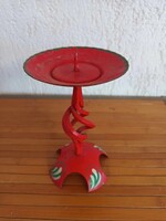 Antik kovácsoltvas piros asztali gyertyatartó