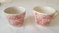 EIT angol fajansz cukortartó és tejszínes kiöntő