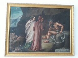 ANTIK festmény -XIX.századi akotó:Dante-Isteni színjáték