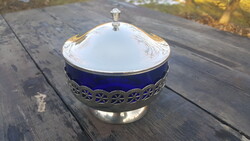 Régi üvegbetétes cukortartó