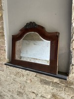 Antik barokk tölgyfából faragott, hajlított vonalú falitükör eredeti tükörrel