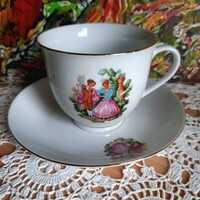 Teés csésze szett, barokk jelenetes, Made in China, hibátlan, új