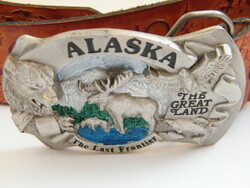 Vintage (1986) Alaska dombormintás bőröv eredeti fém csattal
