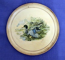 Fa tányér fali dísz kacsás nyomatképpel
