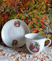 Teés csésze szett, barokk jelenetes, Made in China, hibátlan, új