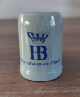 Gyűjtőnek ! Ajándéknak is ! HB Hofbrau Németország miniatűr 58 mm magas kőedény söröskorsó