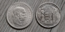 2db replika érme egyben! 5 korona és 5 pengő!