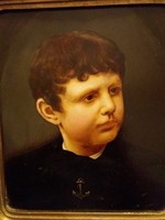 Barabás Miklós( 1810 - 1898) alkotása báró Bebra Jenő portré festmény olaj - fa 39 X 36 cm
