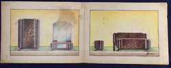 Kerekes Sándor Újpesti bútortervező : ART DECO BÚTOR SZETT LÁTVÁNYTERV 1930 körül