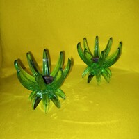 2db "Lucite Friedel "  ( Lotusz ). Német, 60-as évek, asztali gyertyatartó.