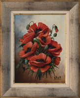 Vibráló nyári pipacsok – Ballonyi Pál Margit finom, klasszikus csendélete • Elegáns ajándék!