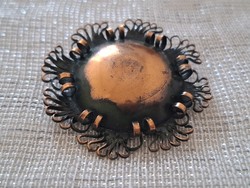 Iparművészeti réz bross 5cm, 70-es évek