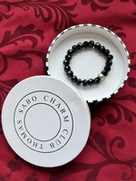 Valódi Thomas Sabo obszidián fazettált köves, ezüst szerelékes karkötő