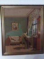 Gobelin enterier kép 53x63 cm