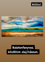 Szalai Krisztián:Balatonfenyves. 40x80cm balatoni olaj/vászon művésztől