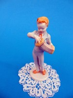 Hollóházi porcelán harmonikás fiú ritka festéssel
