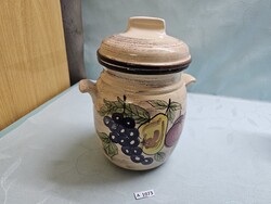 A1073 Német kerámia fedeles edény lekvárnak, savanyúságnak 28 cm