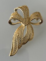 Aranyozott masni alakú bross, 8 x 5 cm