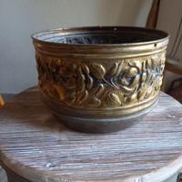 Antik réz kaspó (12,5x19,5 cm)