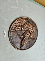 T2095 Réz falitál vadász jelenetes 28 cm