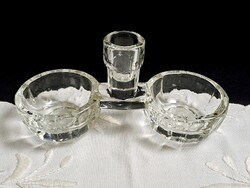 Retro asztali üveg só-bors-fogpiszkáló tartó