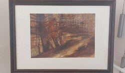 (K) Tarr János tájkép festmény 77x56 cm kerettel