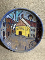 Szentendrei művész , kerámia falidisz, 17 cm-es. 3248